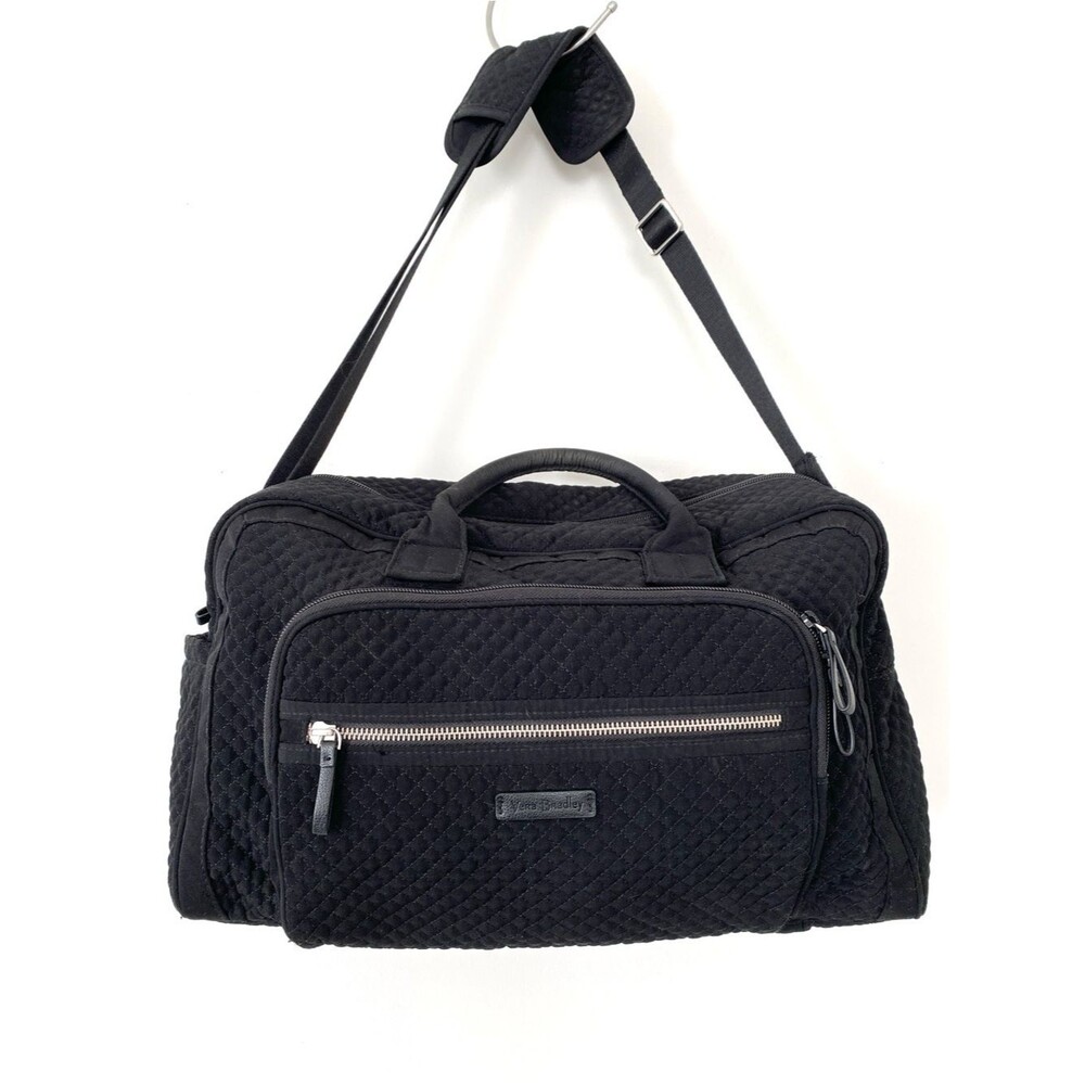 Vera Bradley 2-Ways Black Quilted Weekender Bag Soft Lightweight Minimal Chic